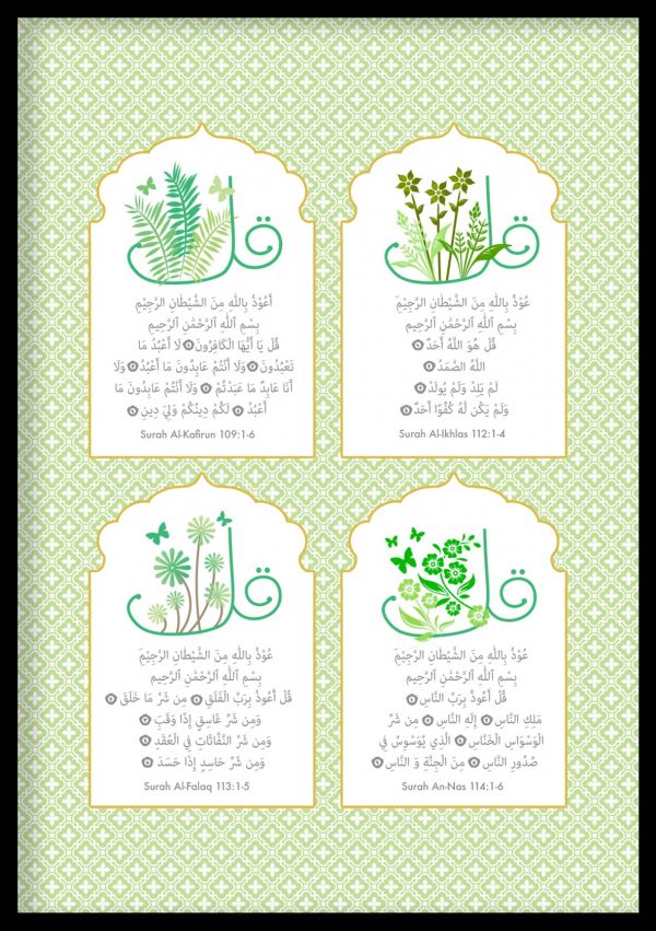 4 Quls Calligraphy Islamic Kids Art Print